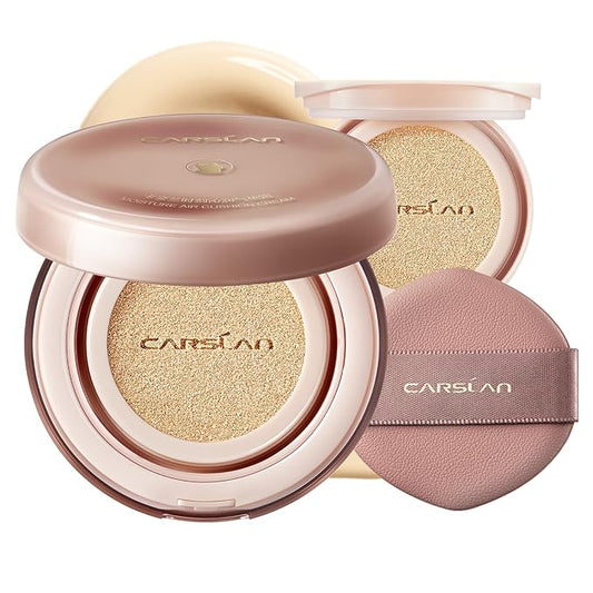 Moisture Air Cushion Cream Face Foundation Makeup, Lightweight, Full Dewy Coverage, Builable Glow, Finish Foundation with Hyaluronic acid, W01 Natural Warm For Dry Skin (Refill Included)
