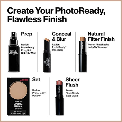 Revlon PhotoReady Blurring Face Powder Makeup, Longwear Medium-Full Coverage with Flawless Finish, Shine & Oil-Free, 020 Light Medium, 0.25 oz