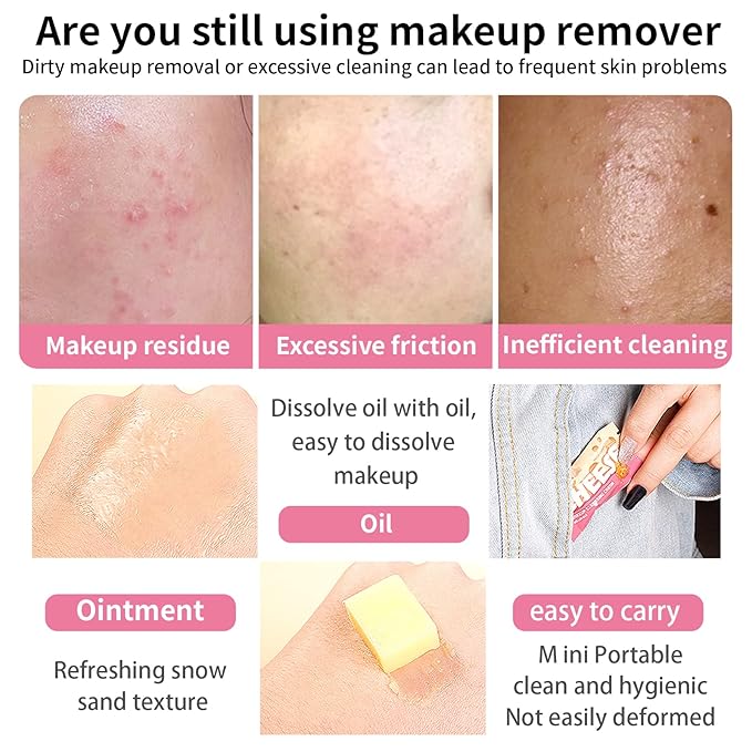 Travel Size Face Cleansing Balm Makeup Remover Gentle Nourishing Facial Cleansing Melting Balm to Oil Mild Eye Lip Face 3-in-1 Refreshing Clean Balm Makeup Remover Oil Set for All Skin -8pcs