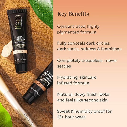 Fièra Luxury Concealer & Foundation with Anti-Aging Ingredients - Full Coverage for Dark Circles, Wrinkles, Fine Lines, and Spots, All-Day Wear For Mature Skin - Espresso, 0.5 FL. OZ. / 15 ML