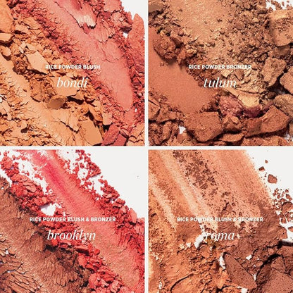 Ere Perez - Natural Rice Powder Blush + Bronzer Duo | Buildable, Breathable, Oil Absorbing, Medium Coverage | Vitamin E, Chamomile | Vegan, Cruelty-Free, Clean Beauty (Brooklyn)