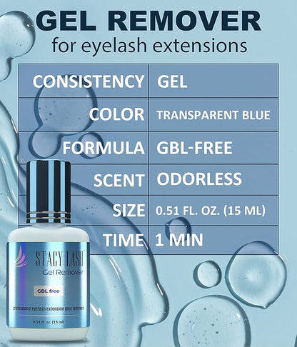 Extra Strong Evolution Eyelash Extension Glue + Gel Remover - Stacy Lash / 1-2 sec Drying time/Retention – 8 Weeks/Maximum Bonding Power/Professional Use Only Black Adhesive/Gel Remover/ 15 ml