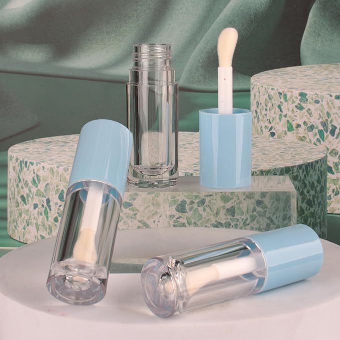 COSIDEA 14pcs Empty 6ml big doe foot wand Chunky lip gloss tubes for DIY lipgloss,Pink round lipgloss containers tubes with thick wand (Blue)