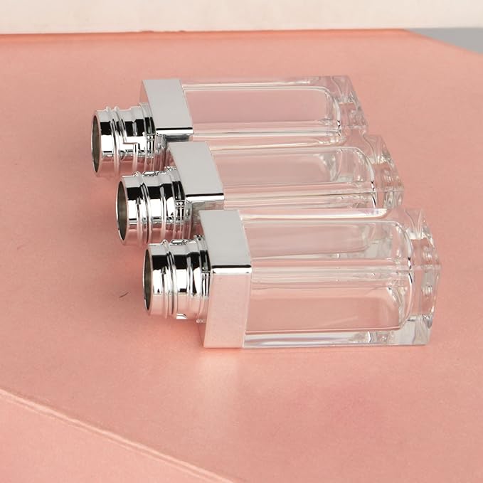 COSIDEA 18PCS Empty 8ML Square clear Lip Gloss Tube Silver big doe foot wand lipgloss tubes for Lip oil tint bottles container