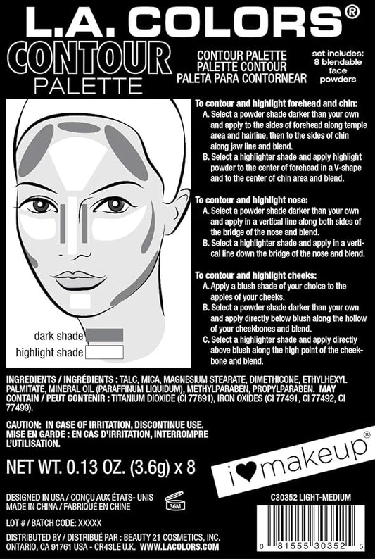 L.A. COLORS Contour It Palette, Contour It C30353C (Pack of 2)