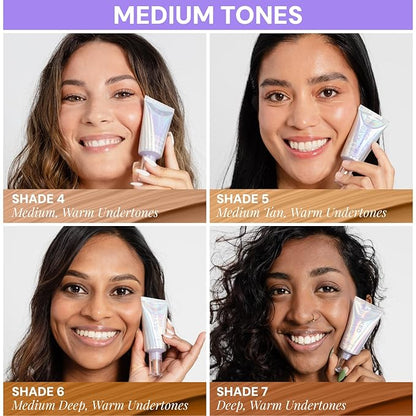 Naked Sundays BeautyScreen™ SPF 50 Mineral Peptide Foundation Tint – 2-in-1 Skin Tint & Mineral Sunscreen | Radiant, Buildable Coverage, Acne-Safe, Infused with Peptides (6 Tan Caramel, 1.01 oz)