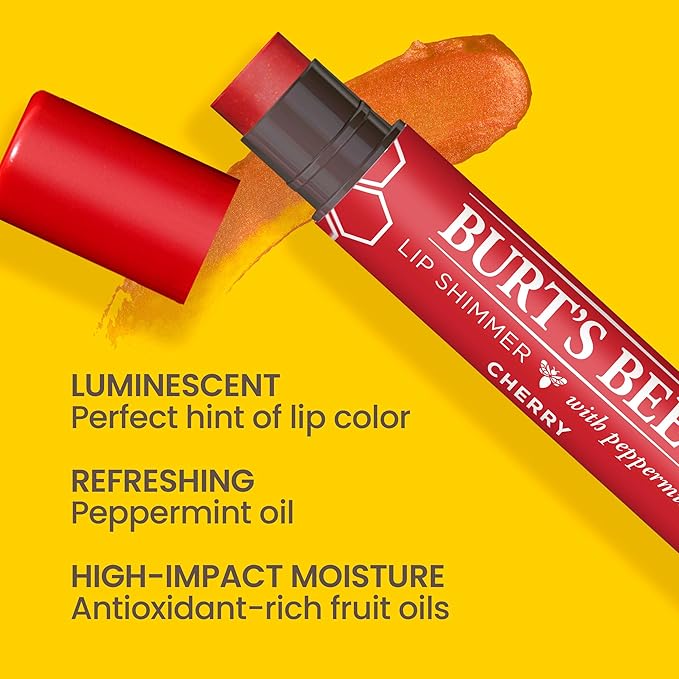 Burt's Bees 100% Natural Moisturizing Lip Shimmer, Cherry - 1 Tube