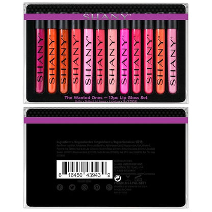 SHANY The Wanted Ones - 12 Piece Lip Gloss Set with Aloe Vera and Vitamin E