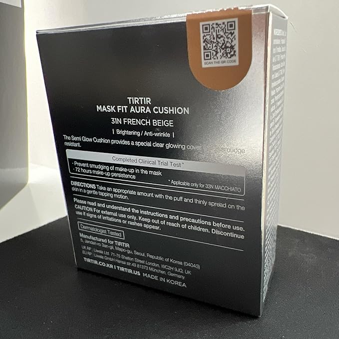 TIRTIR Mask Fit Aura Silver Cushion Foundation | Semi-glow Finish, Natural Coverage, Moisturizing, Lightweight, Korean cushion foundation (#31N French Beige, Full Size, 0.63 Fl Oz)