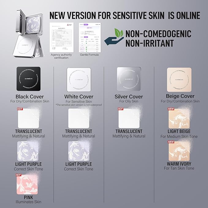 Black Magnet Soft Focus Powder, Waterproof Translucent Pressed Setting Powder, 24H Longlasting Talc-Free Face Powder, Oil Control Compact Makeup,03 Blue Purple For Sensitive Skin, 0.28Oz