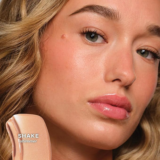 Saie Glossybounce High-Shine Hydrating Lip Gloss Oil - Sheer Tinted Lip Oil with Hyaluronic Acid + Jojoba Oil for Long-Lasting Moisture - Shake (.17 oz)