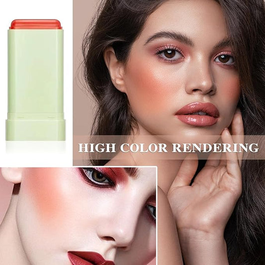 Cream Blush Stick with Brush, Waterproof Opaque Pink Stick Makeup, Full Coverage, Suitable for All Skin, 1.0 Count