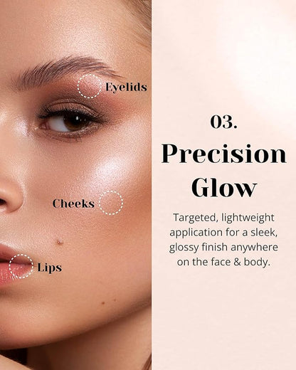 Glint Liquid Gel Highlighter (Dewy Moon, 0.1oz) - Multi-Use Face & Body Gloss for Smooth Glow, Long-Lasting Illuminator Balm for Healthy Radiance. Korean Makeup. Eyes, Cheeks