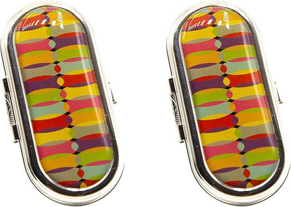 Stephanie Imports Set of 2 Clip-On Round Lipstick Mirrors (Retro Color Bend)
