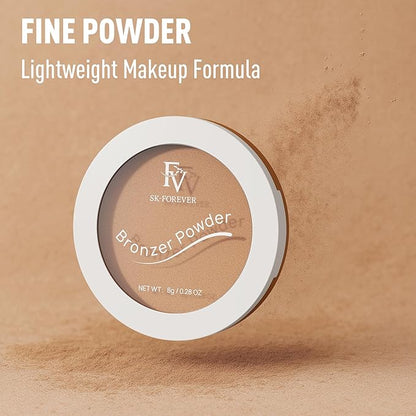 FV Bronzer Powder, Long Lasting Talc-Free Smooth Bronzing Powder, Buildable with Natural Glow Matte Finish, Contour Cheeks, Waterproof Bronzers for Fair Light Skin Tones (Light Bronzer, 0.28 oz)