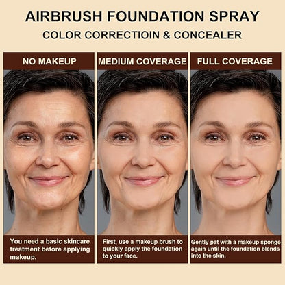 AirBrush Foundation Spray, Liquid Foundation Makeup Set, Full-Coverage Foundation Mist for Color Correcting,Concealer, Flawless Look, Matte Finish,Include Brush and Sponge,2.28oz (#5 Warm Honey)