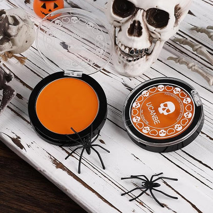 UCANBE Orange Face Body Paint Makeup Foundation, Professional Blendable Cream Greasepaint, Face Painting Kit for Adults Children Halloween Party, SFX Scary Pumpkin Face Makeup, Costume & Cosplay