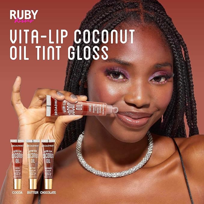 Ruby Kisses Broadway Vita-Lip Tinted Lip Gloss (6 Pack) Ultra-Hydrating & Soothing Formula with Vitamins, High-Shine Non-Sticky Lip Balm with Rosehip, Coconut, Jojoba Oil in 3 Pink & 3 Brown Shades