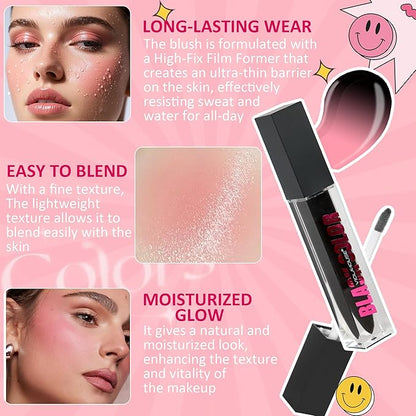 viola house Black Liquid Blush,Moisturising Color Changing Black Blush,Water-Based Ph Color Changing Blush,Multi-Purpose Liquid Blush Oil For Cheeks,Eyes and Lips 6ml/0.21oz ﻿