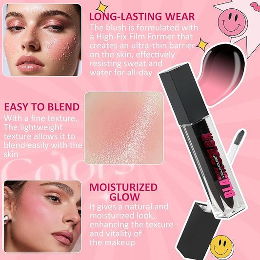 viola house Black Liquid Blush,Moisturising Color Changing Black Blush,Water-Based Ph Color Changing Blush,Multi-Purpose Liquid Blush Oil For Cheeks,Eyes and Lips 6ml/0.21oz ﻿