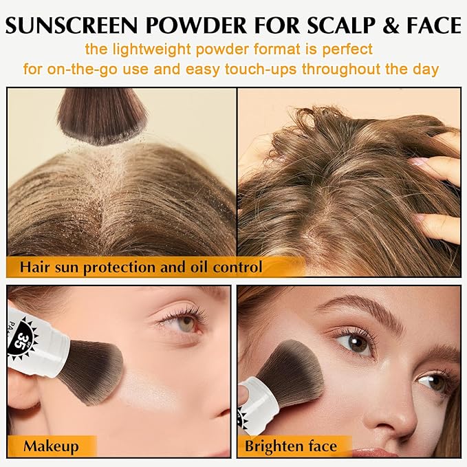 Mineral Powder Sunscreen SPF 35 Setting Powder for Face Broad Spectrum Mineral Brush Powder Lightweight Breathable Oil Control Matte Finish for All Skin Tones(Translucent)