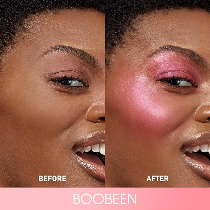 Boobeen Cream Makeup Blush Stick, Shimmer Blush for Cheeks, Lightweight Waterproof Highlighter Blush Wand, Easy to Blend
