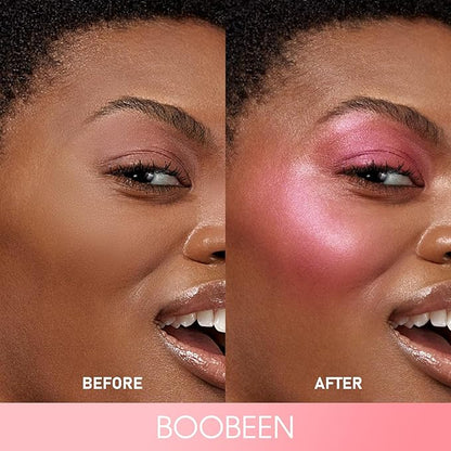 Boobeen Cream Makeup Blush Stick, Shimmer Blush for Cheeks, Lightweight Waterproof Highlighter Blush Wand, Easy to Blend