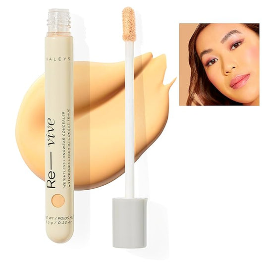 HALEYS Weightless Longwear Concealer (Light/Medium - Warm), Re-vive, Medium to Full Coverage, Gripping Concealer, All-Day Wear, Spot Concealing, Brightens, Streak-free, Light-diffusing, V+CF