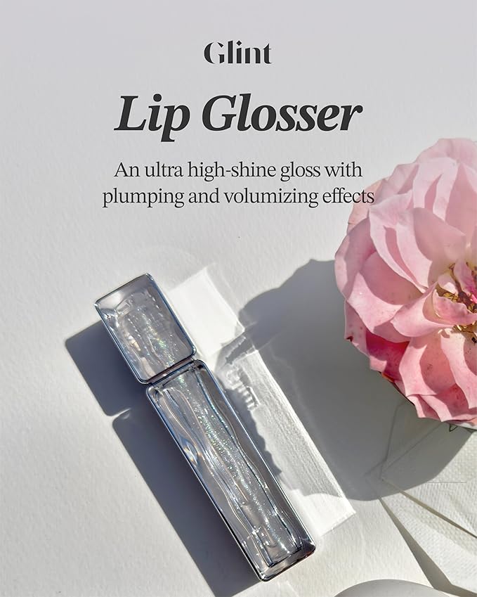 Glint Lip Glosser (Lip Glosser, 0.09oz) - Hydartions, Moisturizing Plumping Lip Gloss with Radiant Shine, Long Lasting, Korean Skin Care. Provence Rose & Calendula Extract.