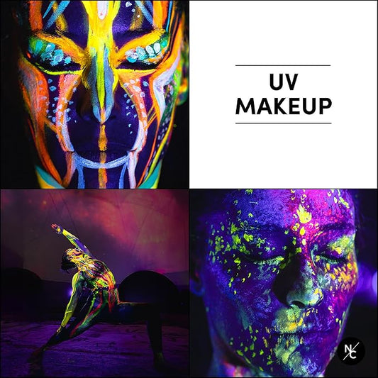 UV Fluorescent Alcohol Airbrush Paints - 2 fl oz, Glow Effect, Waterproof, Sweatproof, Highly Pigmented Liquid Makeup for Bodypainting, Film, TV, Festivals - UV Pink
