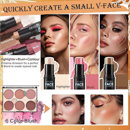 Girls Makeup Kit Full Set: 40-Color Eyeshadow, Foundation, Contour Stick & More
