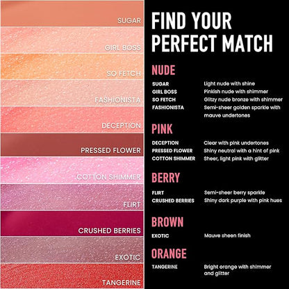 Frankie Rose Cosmetics Lip Gloss | Non-Sticky Formula, Long Lasting Lip Gloss, Bold Pigment & Hydrating Lip Gloss, Crushed Berries Glossy Lip Gloss, 20g