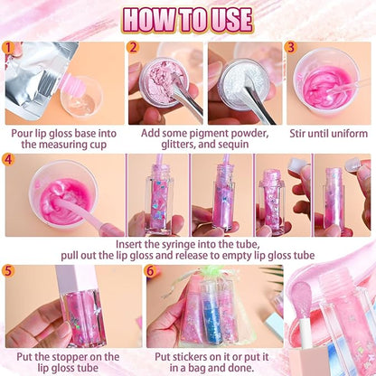 Jcoos Lip Gloss Making kit, Color Changing Lip Oil 64PCS Make Your Own Lip Gloss Kit, Flavored Lip Gloss Moisturizing, Lipgloss Sets for Girls Women Adults Kids Lip Gloss, Christmas Gifts Girl Stuff