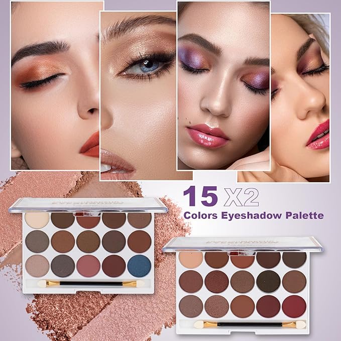 Women Full Kit Make up Kit Makeup Sets Women Includes Eyeshadow Palette Lip Gloss Liquid Lipstick Make up Sponge Brushes Eyebrow Concealer With Makeup Bag