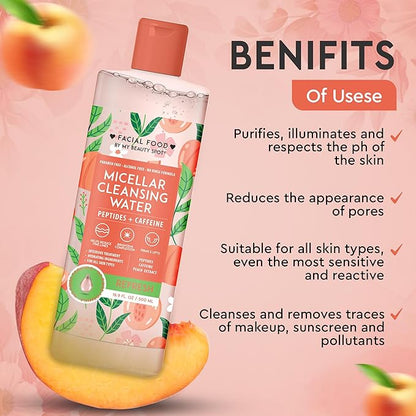 My Beauty Spot Micellar Water - Facial Cleansing Makeup Remover Hydrating Peach Infused Micellar Water – Gentle Makeup Remover – 16.9 Fl. Oz.