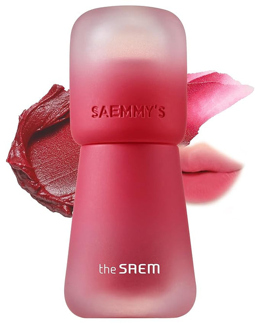 THESAEM Saemmy's Crema Velvet Tint 06 Cherry Topping – Matte Lip Cream Velvet Finish Lip Makeup with Natural Plumping Effect - Long Lasting Smooth Fluffy Lips, 0.1oz.