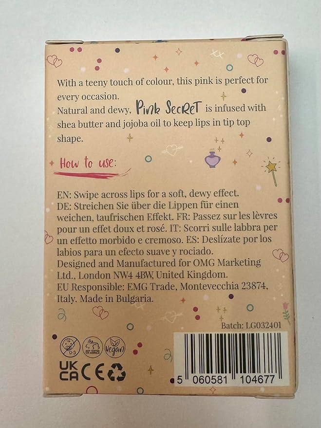MISS NELLA Pink Secret Lip Gloss, Pink hydrating children Lip Gloss, watermelon scent, gentle on the skin. gives a sheer kiss of colour, with extra shine.