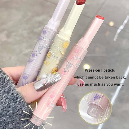 6pcs Flower Jelly Lipstick Set, 6 Colors Heart Shape Moisturizing Lip Glaze, Glossy Hydrating Lip Gloss, Mirror Effect Lip Balm Makeup Pen for Fuller Lips