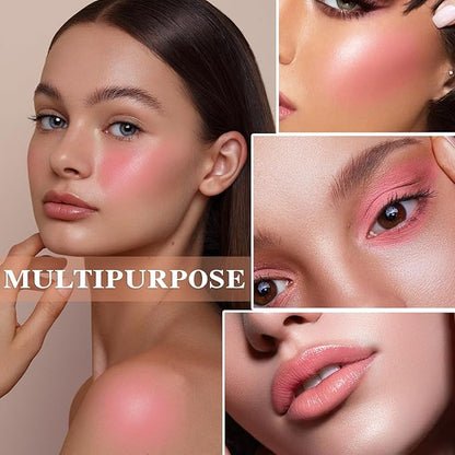 Cream Blush Stick with Brush and Makeup Sponge,Waterproof Multi Cream Makeup Stick,Lightweight,Long-lasting,2 in 1 Multi Blush for Cheeks & Lip Tint & Eyeshadow L