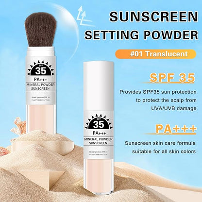 Mineral Sunscreen Powder SPF Powder for Face Lightweight Breathable Sunscreen Natural Matte Finish Setting Powder for All Skin Types-01 Translucent