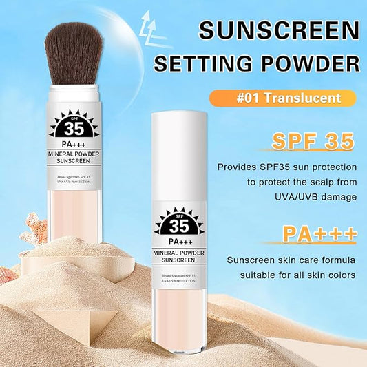 Mineral Sunscreen Powder SPF Powder for Face Lightweight Breathable Sunscreen Natural Matte Finish Setting Powder for All Skin Types-01 Translucent