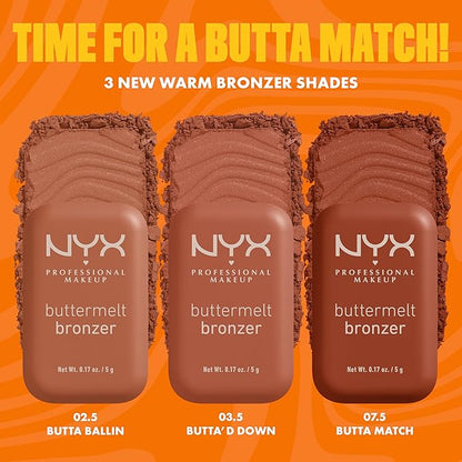 NYX PROFESSIONAL MAKEUP Matte Buttermelt Bronzer, Longwear Face Makeup with Up to 12 Hours of Wear, Vegan Formula - Butta Dayz (Deep Rich Warm Red)