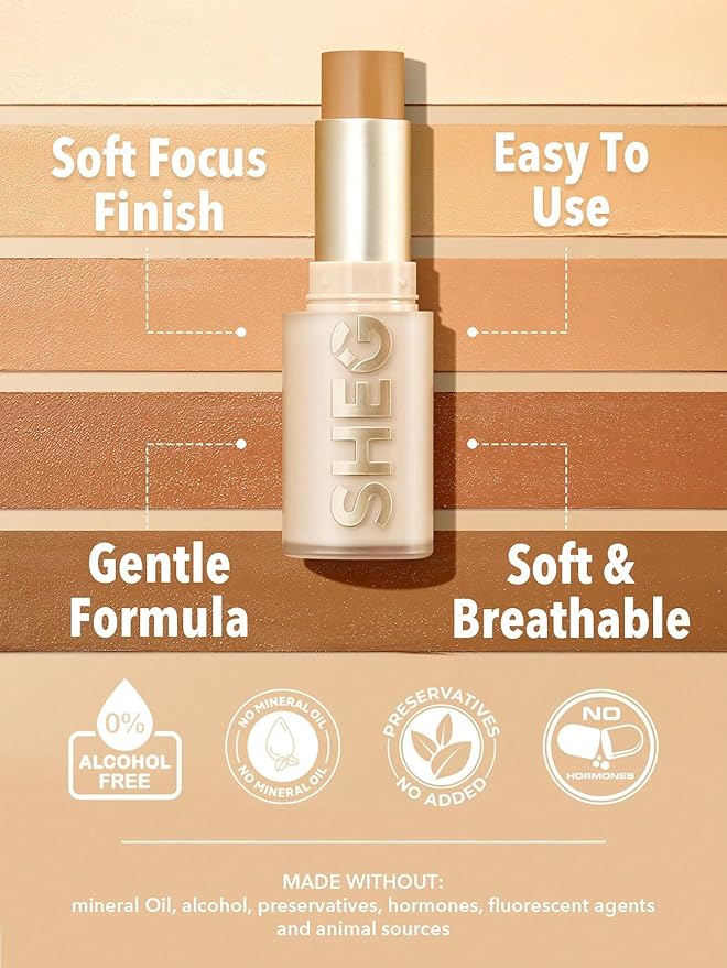 SHEGLAM Skin Magnet High Coverage Foundation Stick Longwear Medium Face Makeup for All Skin Types-Wheat