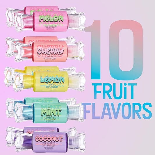 EXPRESSIONS 10pc Candy Lip Gloss Set – Fruity Flavored Lip Gloss For Girls, 12mL Lip Gloss Tubes w/Precision Applicator, Safe and Non-Toxic Lip Gloss Gift Set For Girls