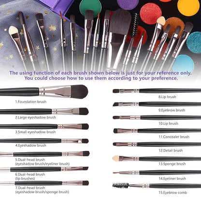UCANBE Eyeshadow Palette with 15Pcs Brushes Makeup Set, Pigmented 86 Colors Make Up Sets Valentine's Gift, Matte Shimmer Glitter Eye Shadow Pallet Highlighter Contour Blush Powder Brush Beauty Kit
