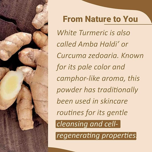 White Turmeric Powder by mi Nature | Kachur, Curcuma zeodaria,Poolankilangu| 227g(8 oz) (0.5 lb) | Does not Stain | White Turmeric for face and Skin | 100% Natural| from India