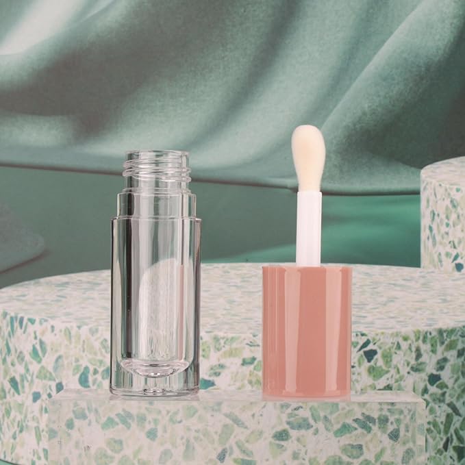 COSIDEA 14pcs Empty 6ml big doe foot wand Chunky lip gloss tubes for DIY lipgloss,Pink round lipgloss containers tubes with thick wand (Nude)