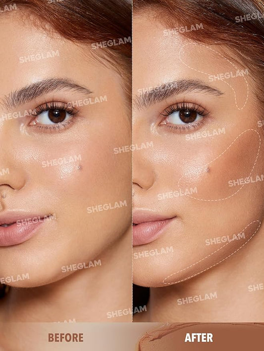 SHEGLAM Silk Haze Cream Bronzer Blendable Cream Makeup with a Lightweight Formula - Customizable Face Makeup for a Natural, Sun-Kissed Glow Long Lasting-Caramel