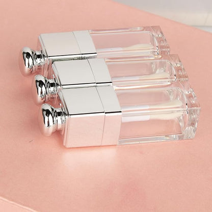 COSIDEA 18PCS Empty 8ML Square clear Lip Gloss Tube Silver big doe foot wand lipgloss tubes for Lip oil tint bottles container