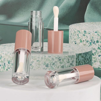 COSIDEA 14pcs Empty 6ml big doe foot wand Chunky lip gloss tubes for DIY lipgloss,Pink round lipgloss containers tubes with thick wand (Nude)